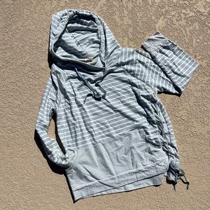 Light blue sweatshirt with distressing